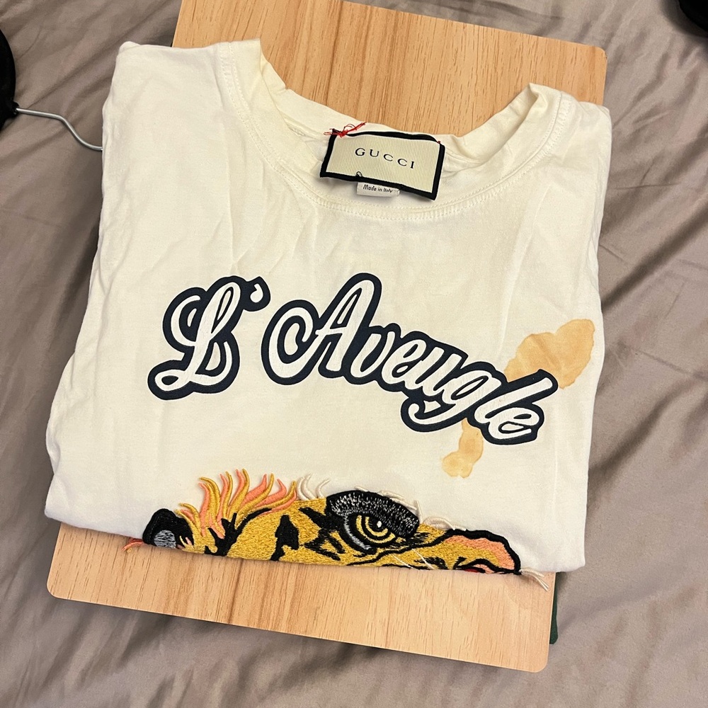 Gucci White T-Shirt with Tiger Graphic
